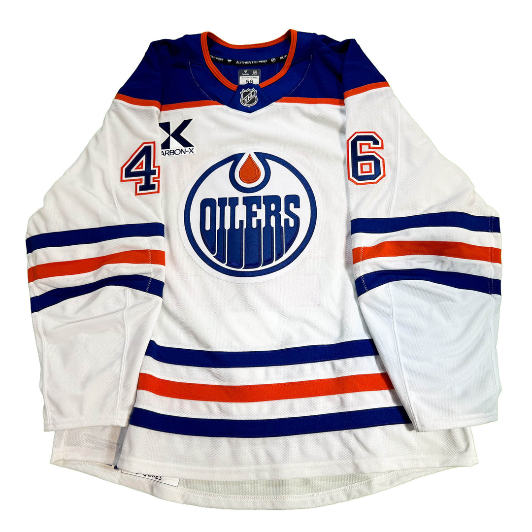 Max Jones Edmonton Oilers Game Issued Jersey - 2025-26 Playoffs White Set #1 - D00643