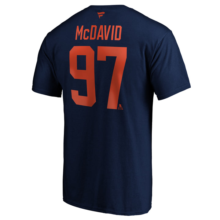 Connor McDavid Edmonton Oilers Stack Name & Number T-Shirt