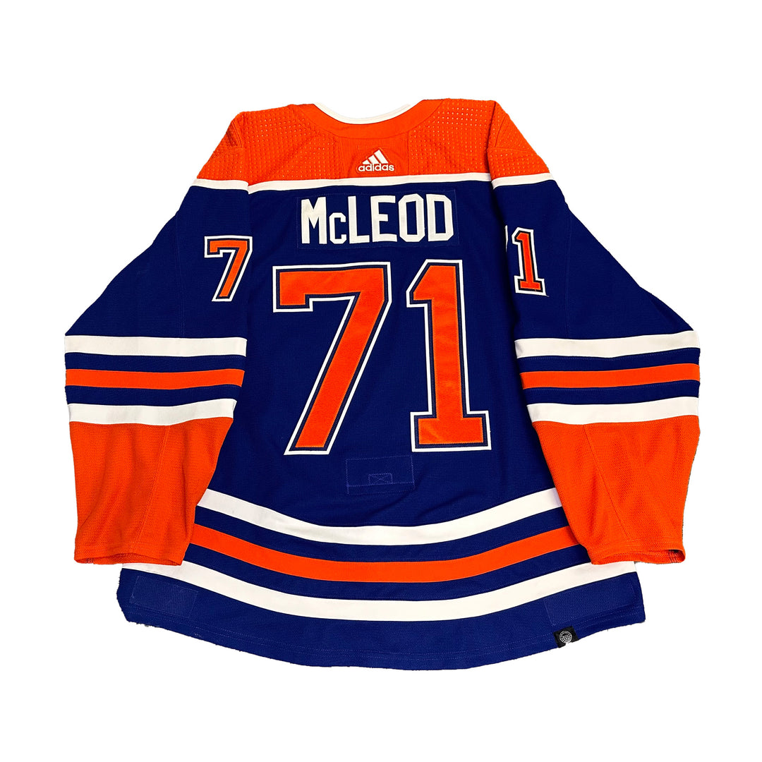 Ryan McLeod Edmonton Oilers Game Worn Jersey - 2023-24 Royal Blue Set #2 - B00271