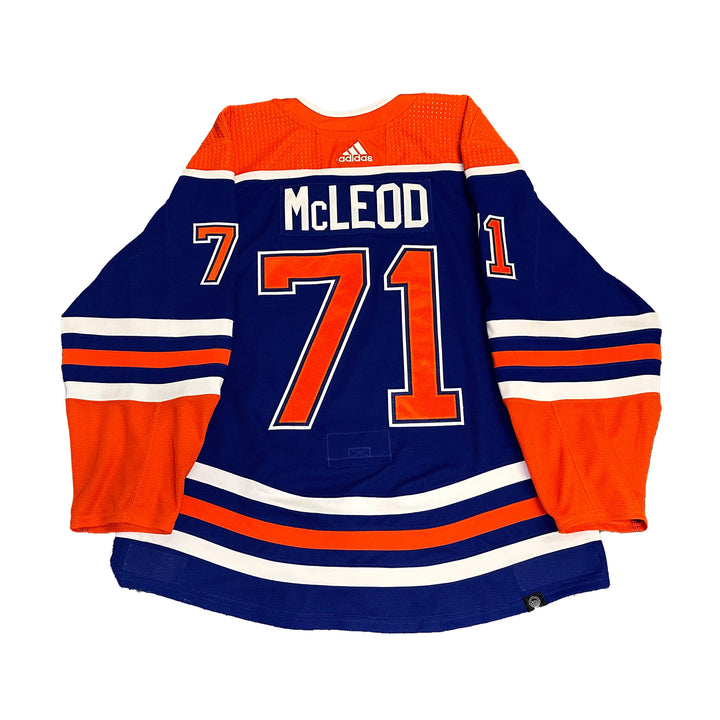 Ryan McLeod Edmonton Oilers Game Worn Jersey - 2023-24 Royal Blue Set #2 - B00271