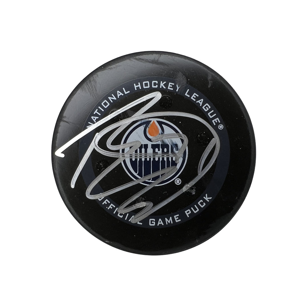 Ryan McLeod Edmonton Oilers Autographed Goal Puck - Apr. 28/2022 vs San Jose Sharks #18496