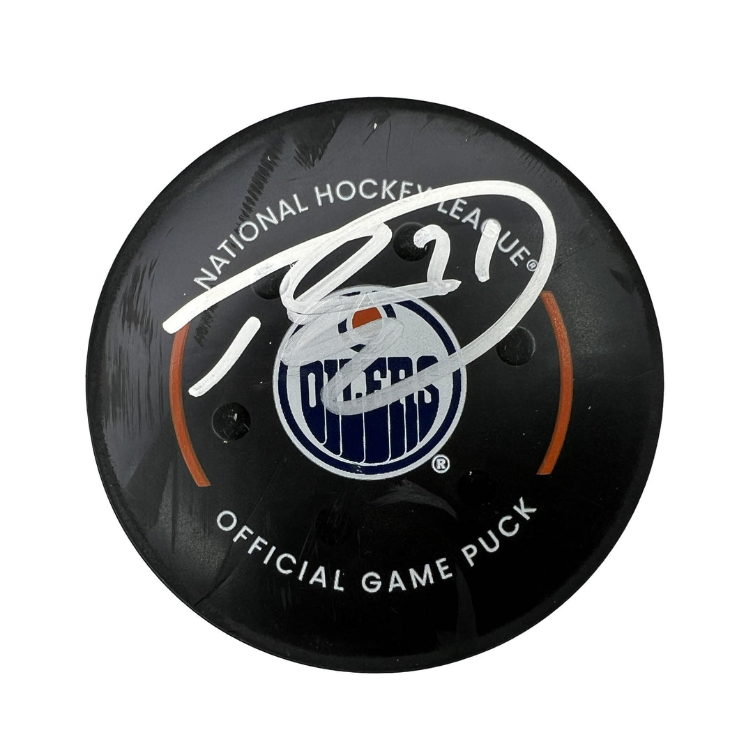 Ryan McLeod Autographed Edmonton Oilers Game Used Puck - Mar. 14/2023 vs Ottawa Senators