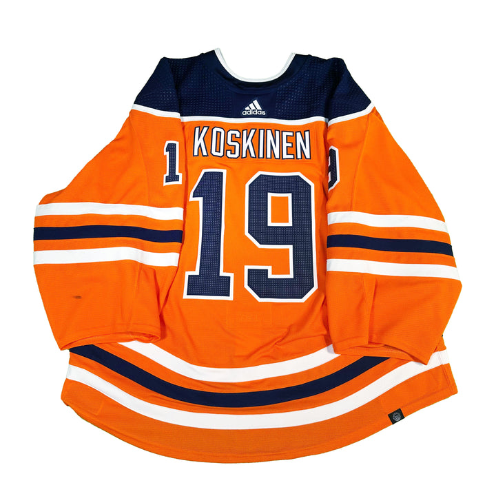Mikko Koskinen Edmonton Oilers Game Worn Jersey - 2021-22 Orange Set #3 - U05430