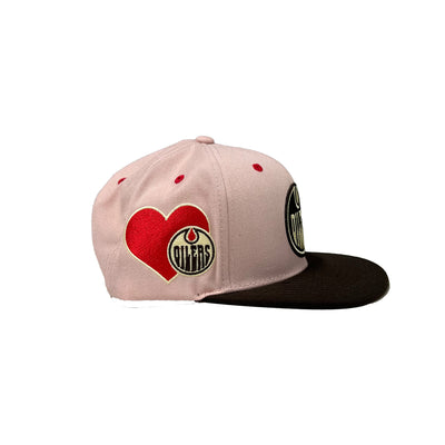 Edmonton Oilers Mitchell & Ness Pork Belly Pink & Brown Snapback Hat