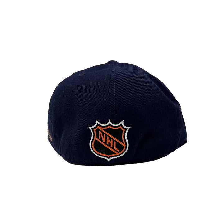 Edmonton Oilers Mitchell & Ness Navy Logo History Fitted Hat