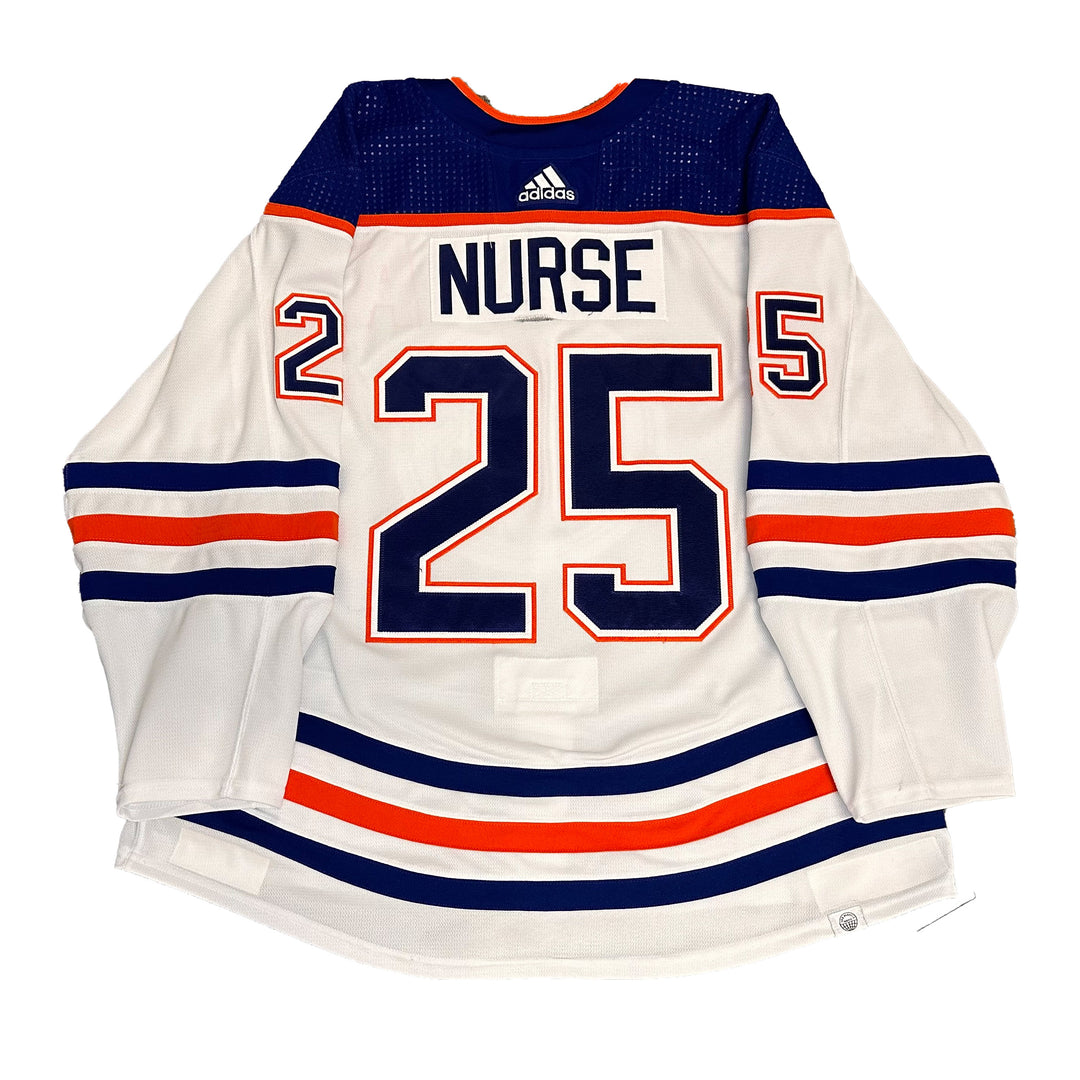 Darnell Nurse Edmonton Oilers Game Worn Jersey - 2023-24 White Set #2 - B00289