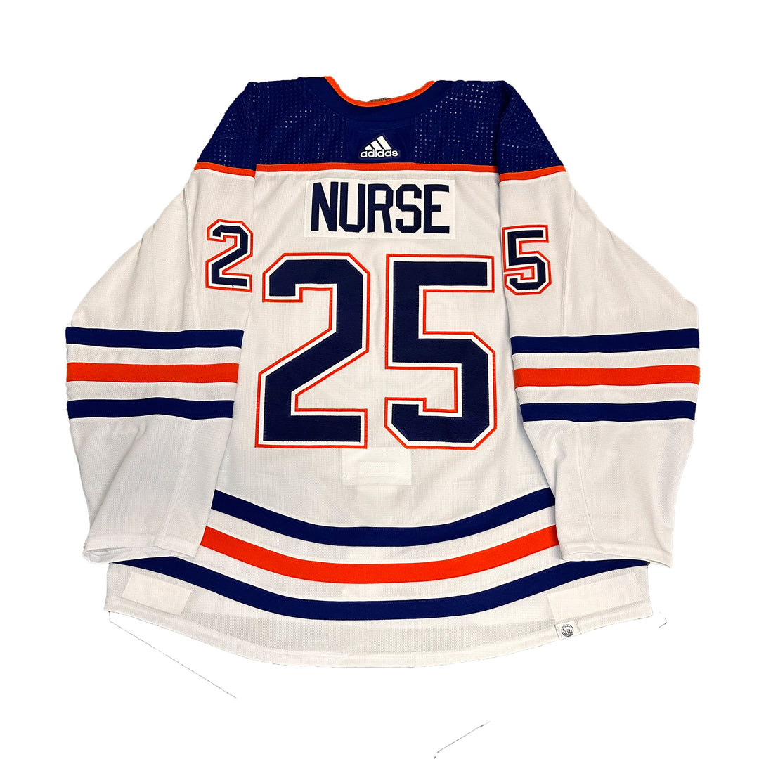 Darnell Nurse Edmonton Oilers Game Worn Jersey - 2023-24 White Set #2 - B00290