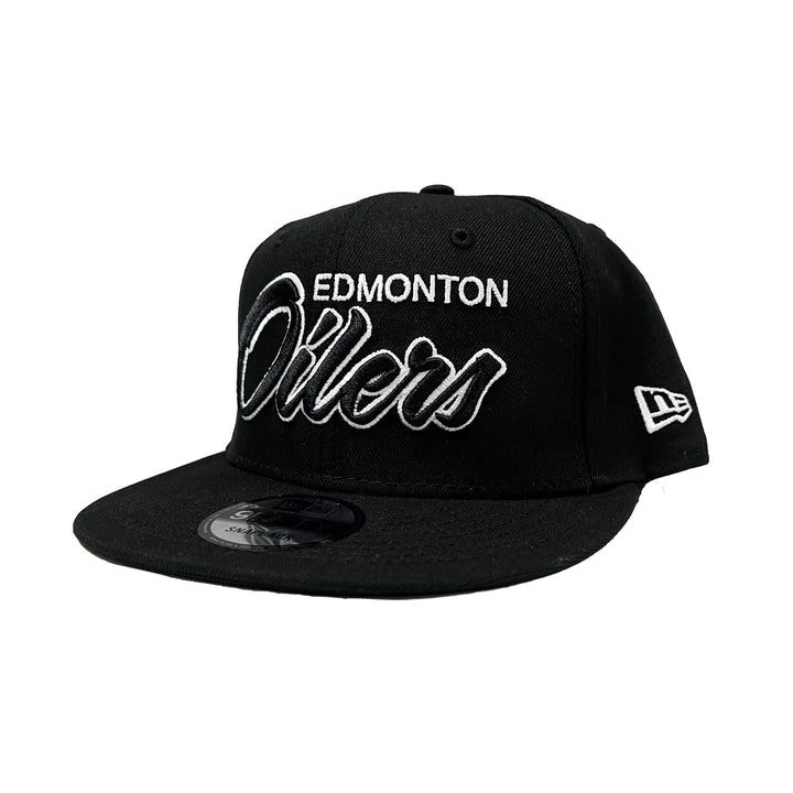 Edmonton Oilers New Era Black Script 9FIFTY Snapback Hat