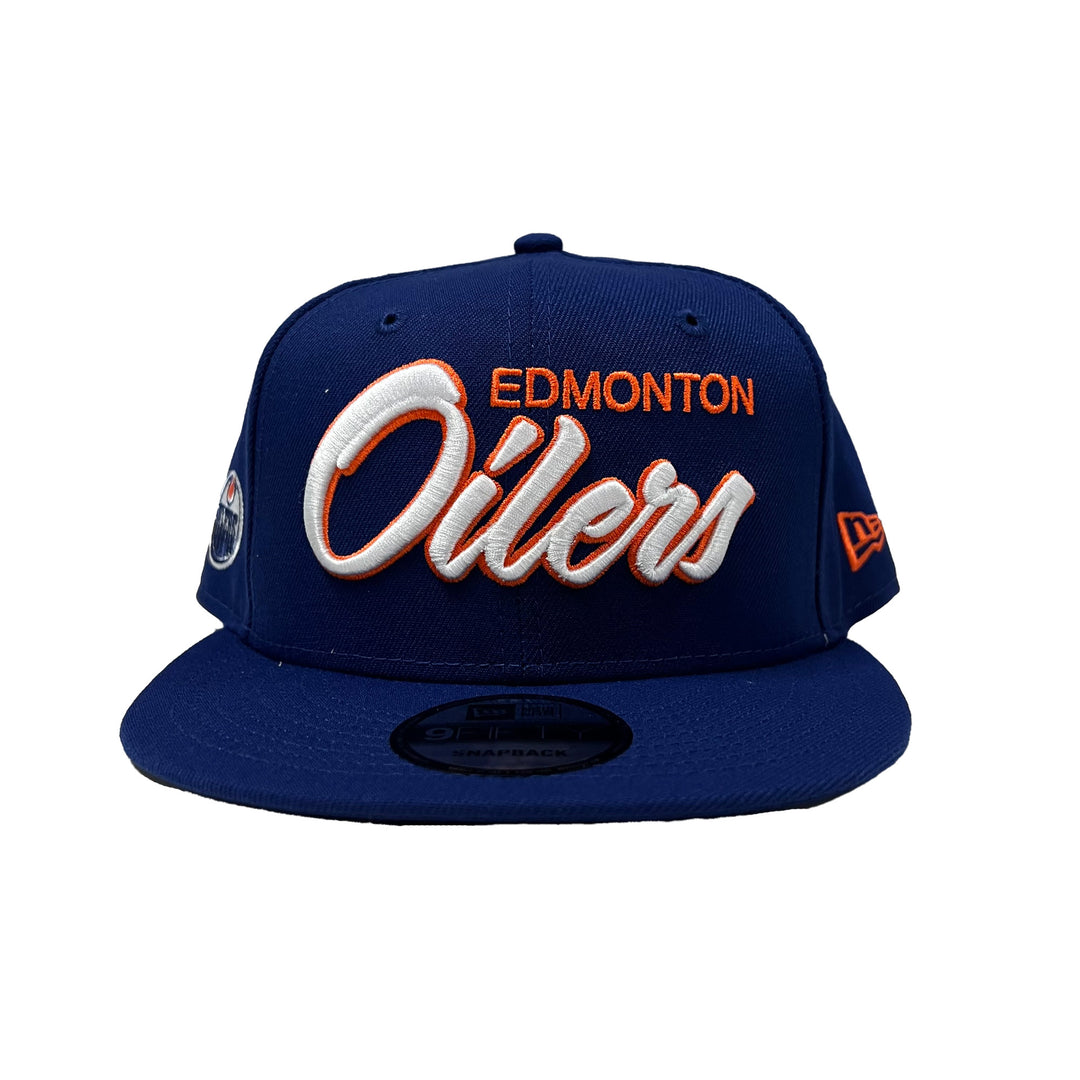 Edmonton Oilers New Era Royal Script 9FIFTY Snapback Hat