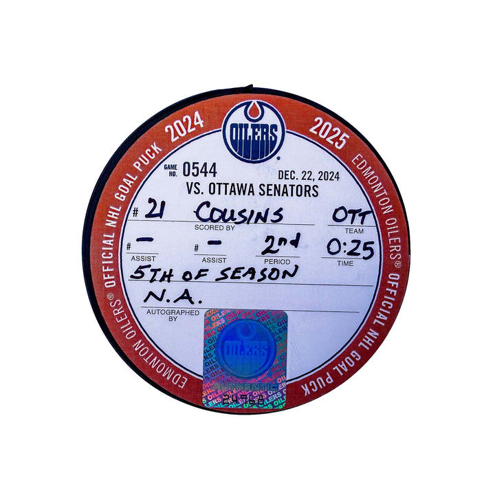 Nick Cousins Ottawa Senators Goal Puck - Dec. 22/2024 vs Edmonton Oilers #24968