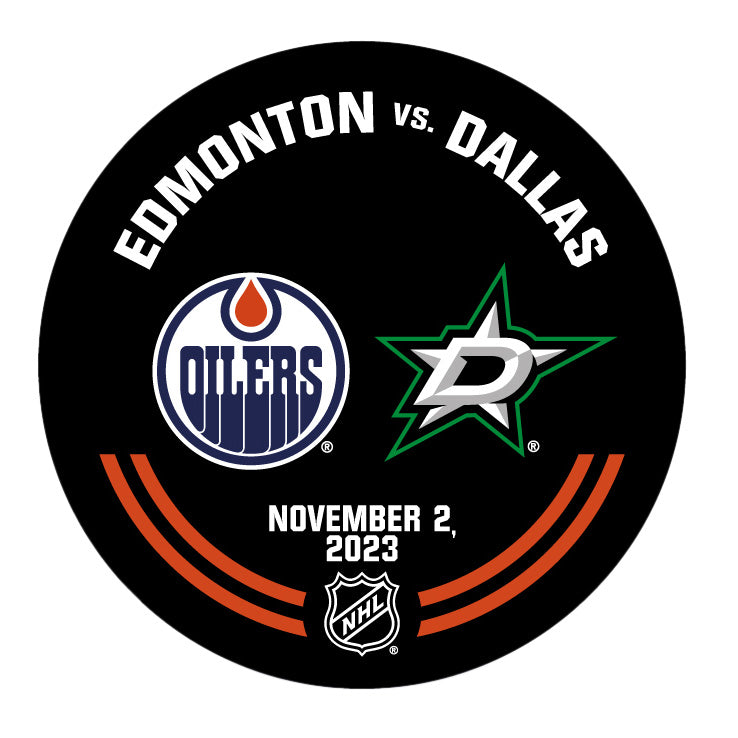 Edmonton Oilers Warm-Up Used Puck - Nov. 2/2023 vs Dallas Stars *GAGNER FIRST GAME BACK