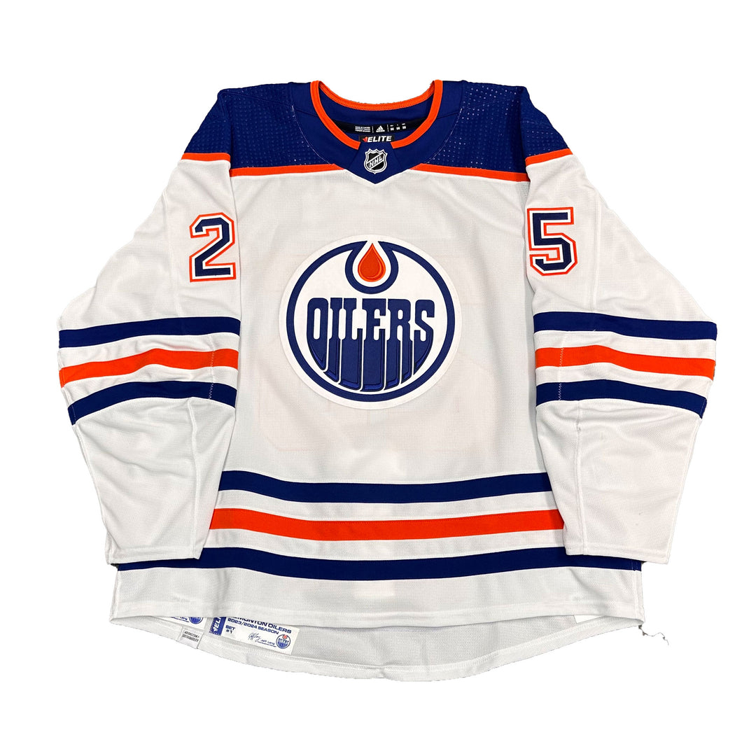 Darnell Nurse Edmonton Oilers Game Worn Jersey - 2023-24 White Set #1 - B00043