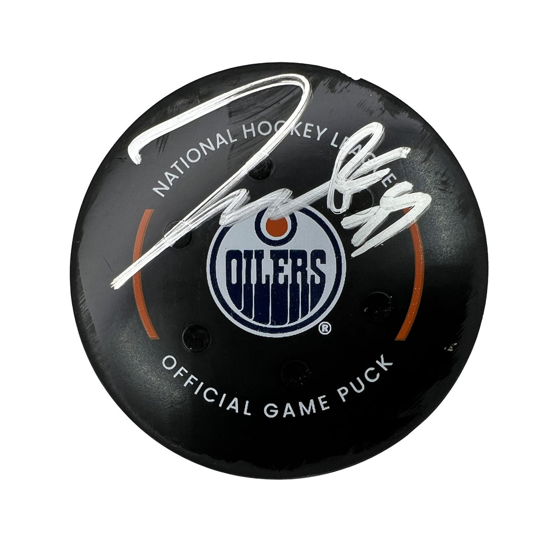 Darnell Nurse Autographed Edmonton Oilers Game Used Puck - Feb. 17/2023 vs New York Rangers