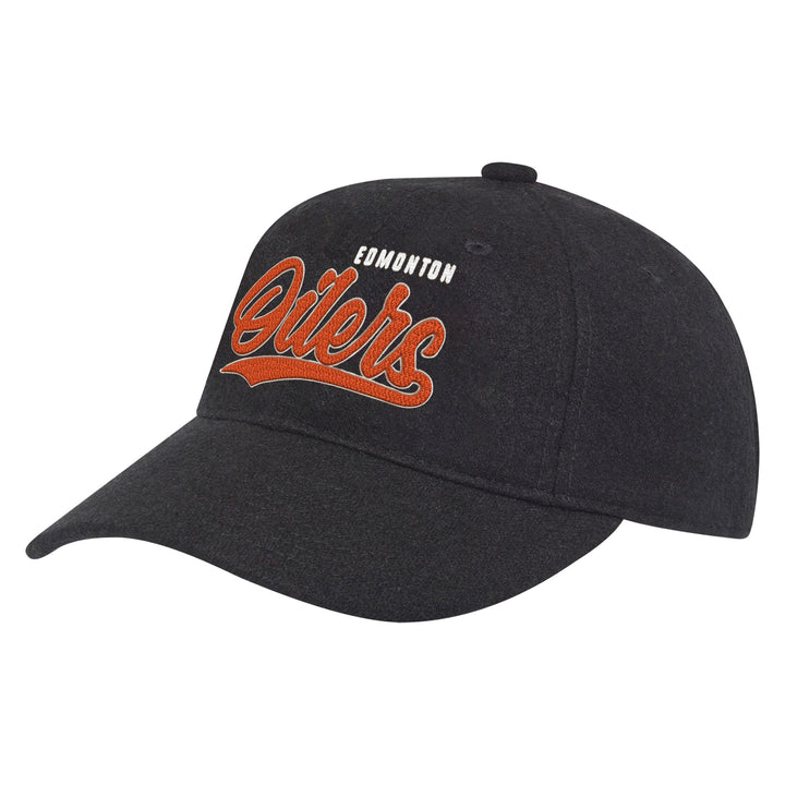 Edmonton Oilers Youth Outerstuff Legacy Wooly Black Adjustable Dad Hat