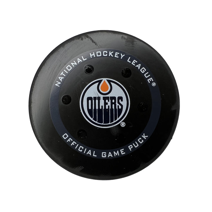 Brendan Perlini Edmonton Oilers Preseason Goal Puck - Oct. 4/2021 vs Calgary Flames #18050