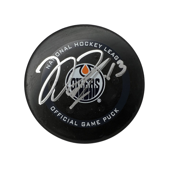 Jesse Puljujarvi Edmonton Oilers Autographed Goal Puck - Oct. 16/2021 vs Calgary Flames #18092