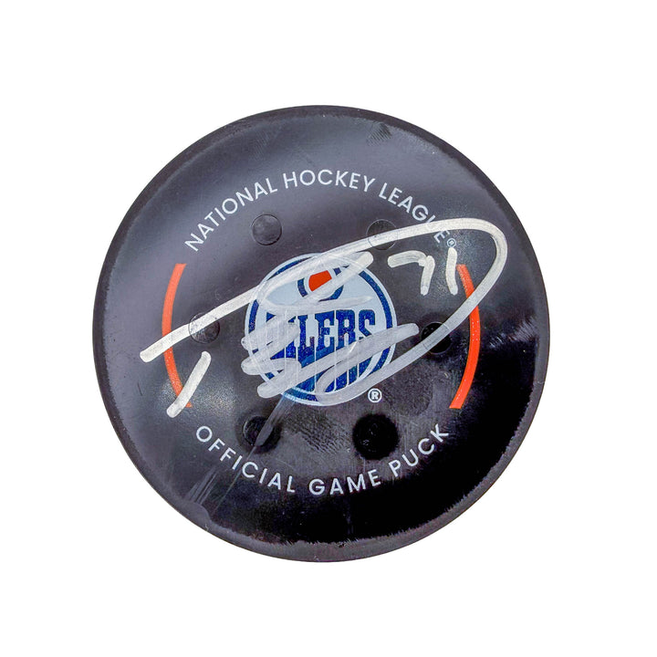 Ryan McLeod Edmonton Oilers Autographed Goal Puck - Jan. 17/2023 vs Seattle Kraken #18881