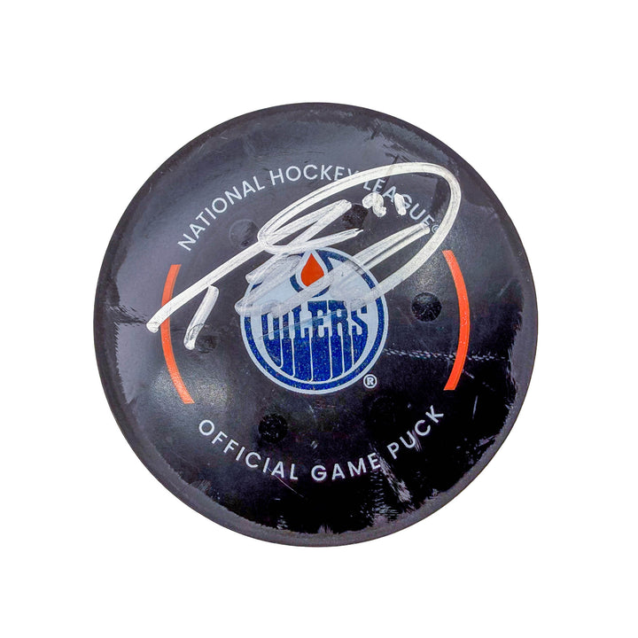 Ryan McLeod Edmonton Oilers Autographed Goal Puck - Jan. 19/2023 vs Tampa Bay Lightning #18890