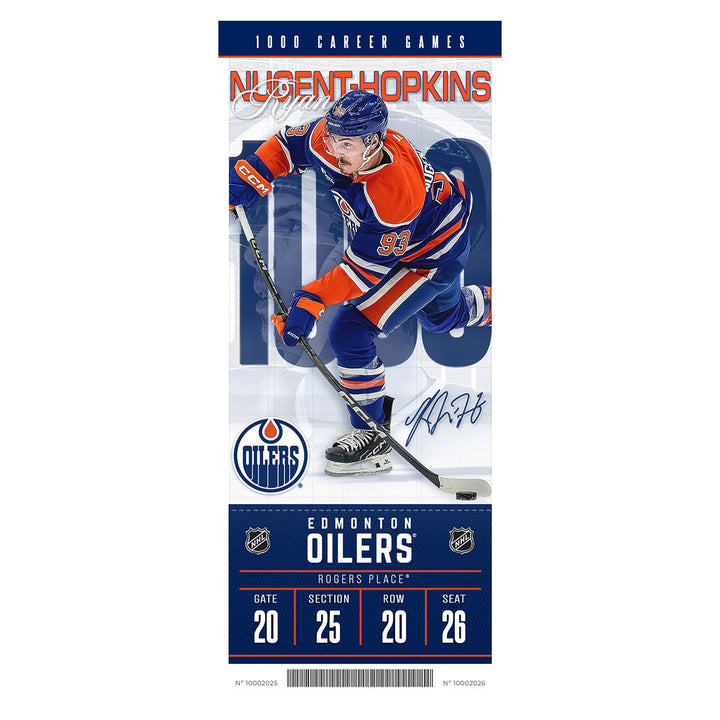 Ryan Nugent-Hopkins Edmonton Oilers 1,000 NHL Games Commemorative 2" x 6" Acrylic Art Block