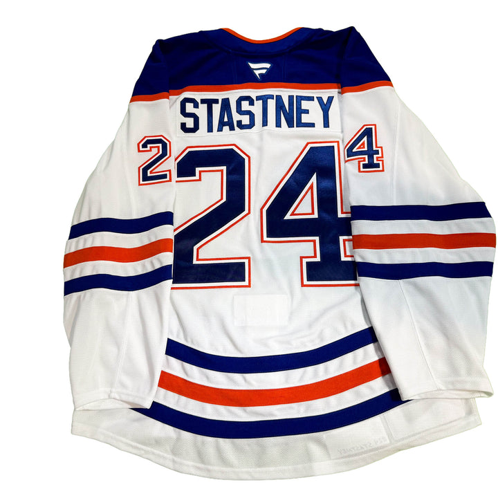 Spencer Stastney Edmonton Oilers Game Issued Jersey - 2025-26 Playoffs White Set #1 - D00631