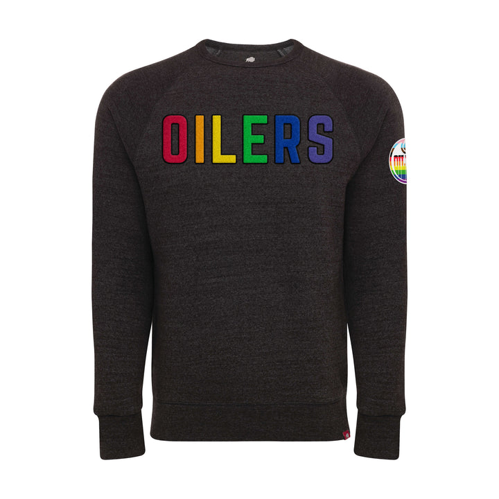 Edmonton Oilers Sportiqe Pride Harmon Heathered Charcoal Crewneck Sweatshirt