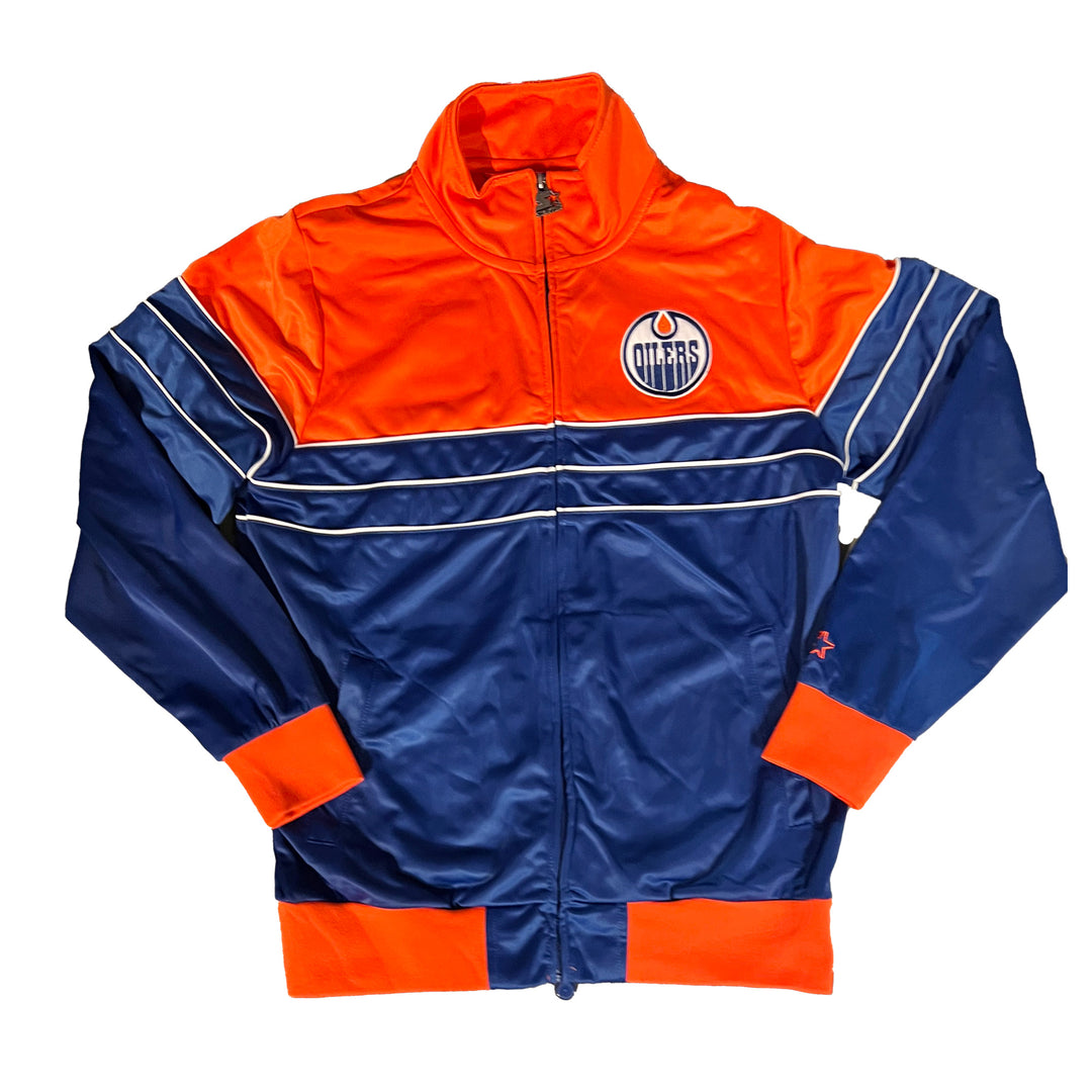 Edmonton Oilers Starter Royal & Orange Primetime Full-Zip Track Jacket