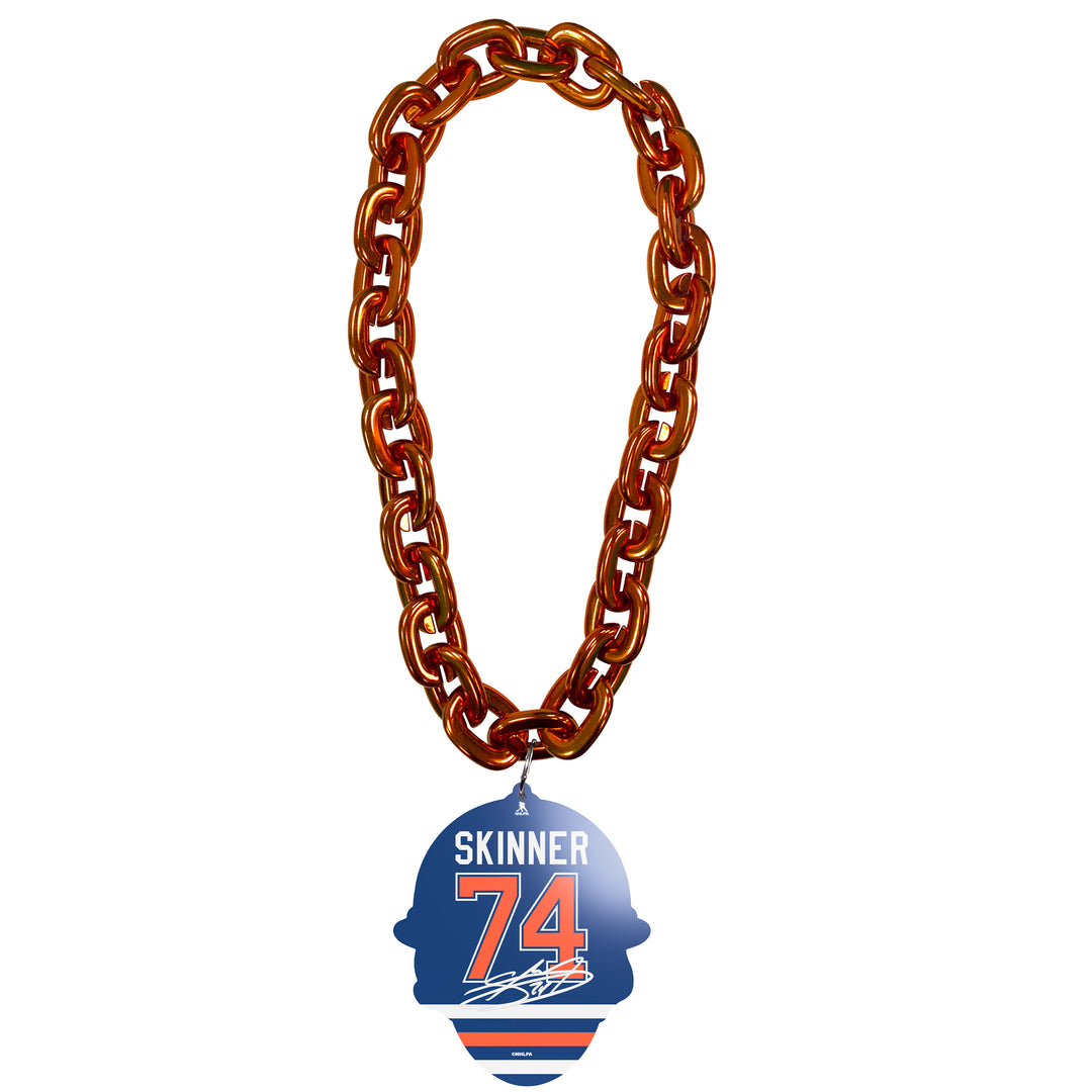 Stuart Skinner Edmonton Oilers Hard Hat Orange Fan Chain Necklace