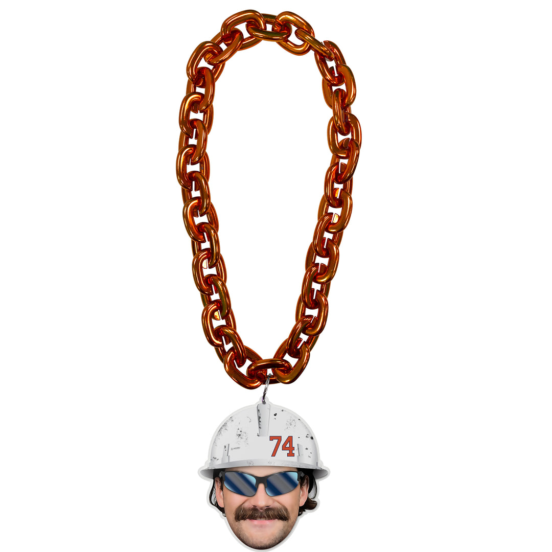 Stuart Skinner Edmonton Oilers Hard Hat Orange Fan Chain Necklace