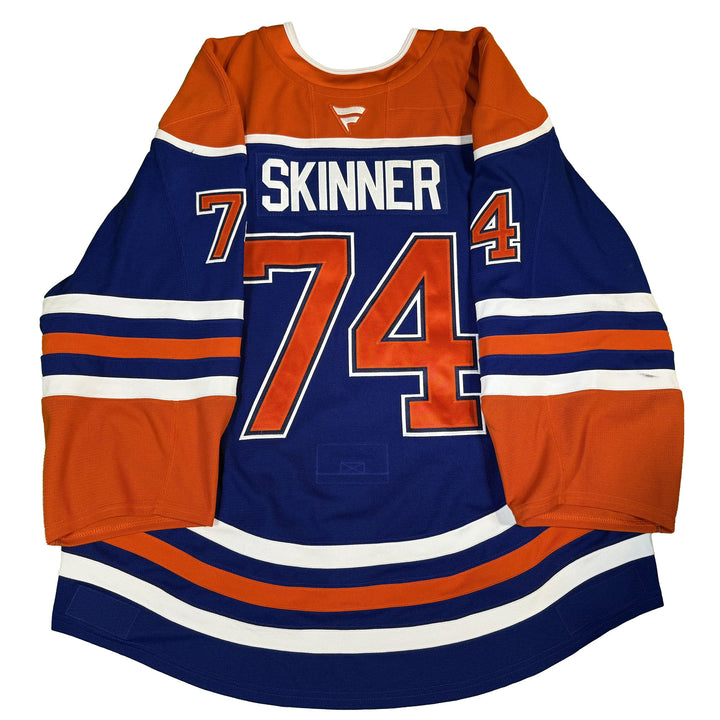 Stuart Skinner Edmonton Oilers Game Worn Jersey - 2024-25 Playoffs Royal Blue Set #1 - C00410