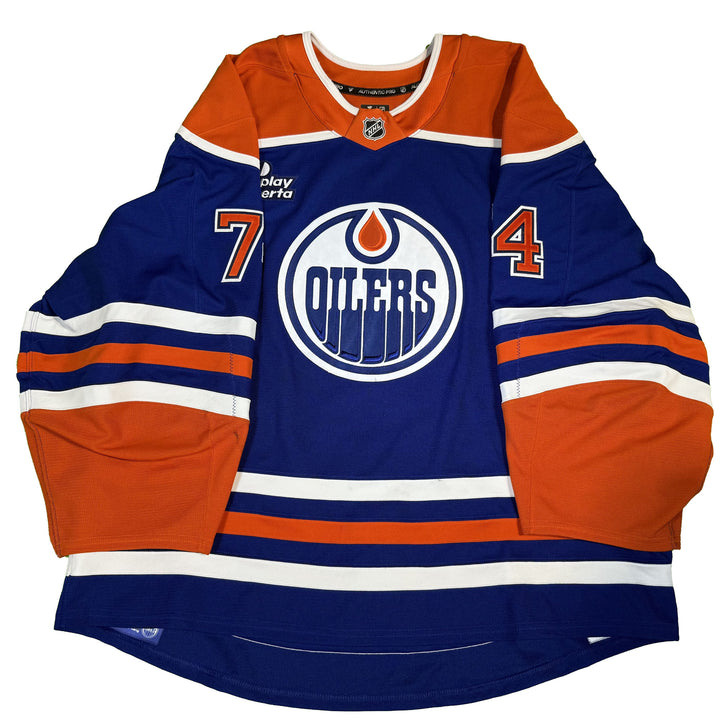 Stuart Skinner Edmonton Oilers Game Worn Jersey - 2024-25 Playoffs Royal Blue Set #1 - C00410