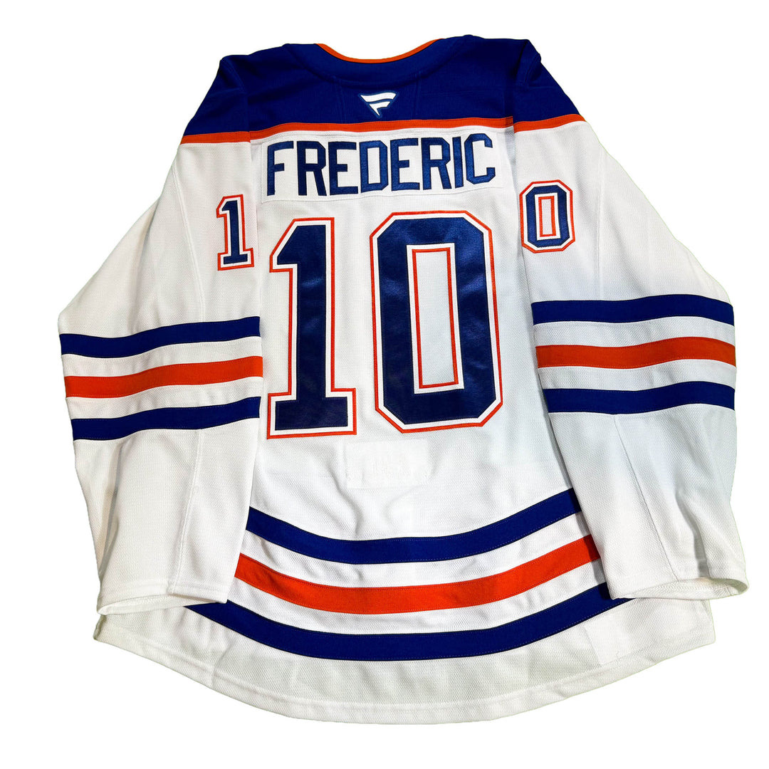 Trent Frederic Edmonton Oilers Game Worn Jersey - 2025-26 Playoffs White Set #1 - D00624