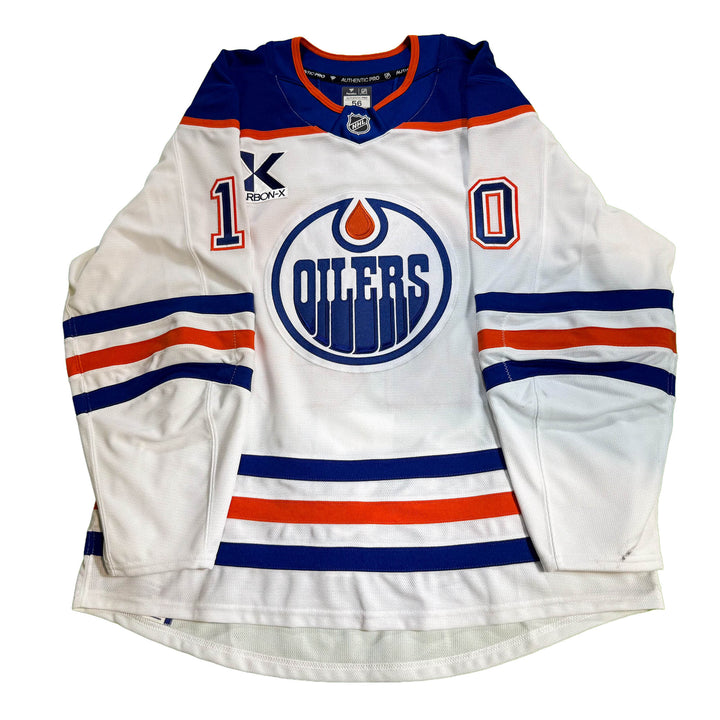Trent Frederic Edmonton Oilers Game Worn Jersey - 2025-26 Playoffs White Set #1 - D00624