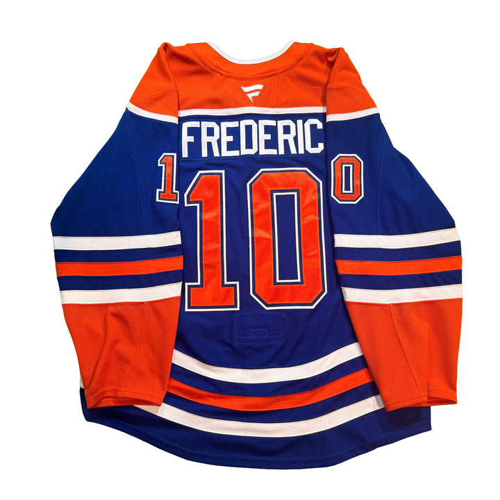 Trent Frederic Edmonton Oilers Game Worn Jersey - 2025-26 Royal Blue Set #3 - D00498