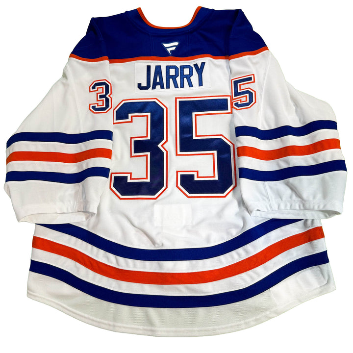 Tristan Jarry Edmonton Oilers Game Worn Jersey - 2025-26 Playoffs White Set #1A - D00638