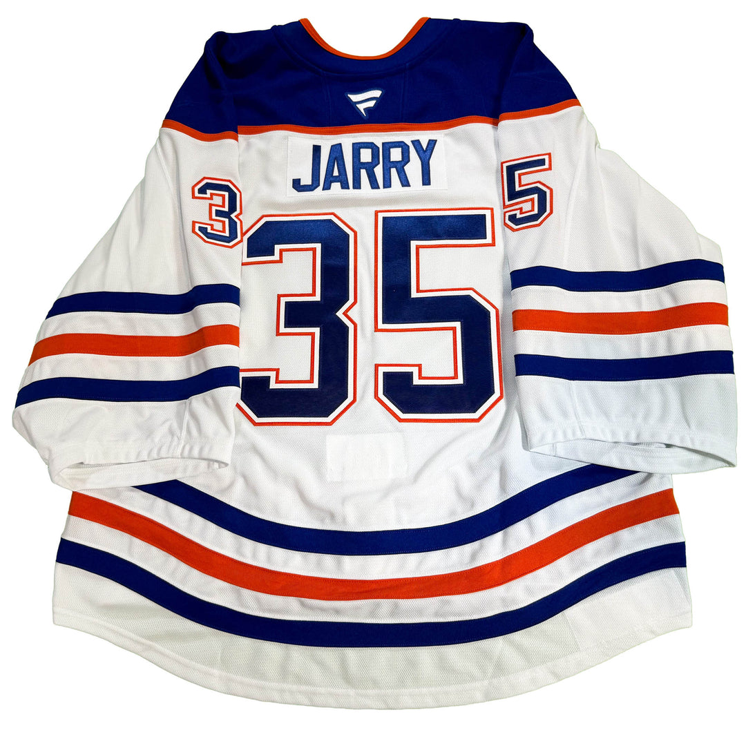 Tristan Jarry Edmonton Oilers Game Worn Jersey - 2025-26 Playoffs White Set #1B - D00639