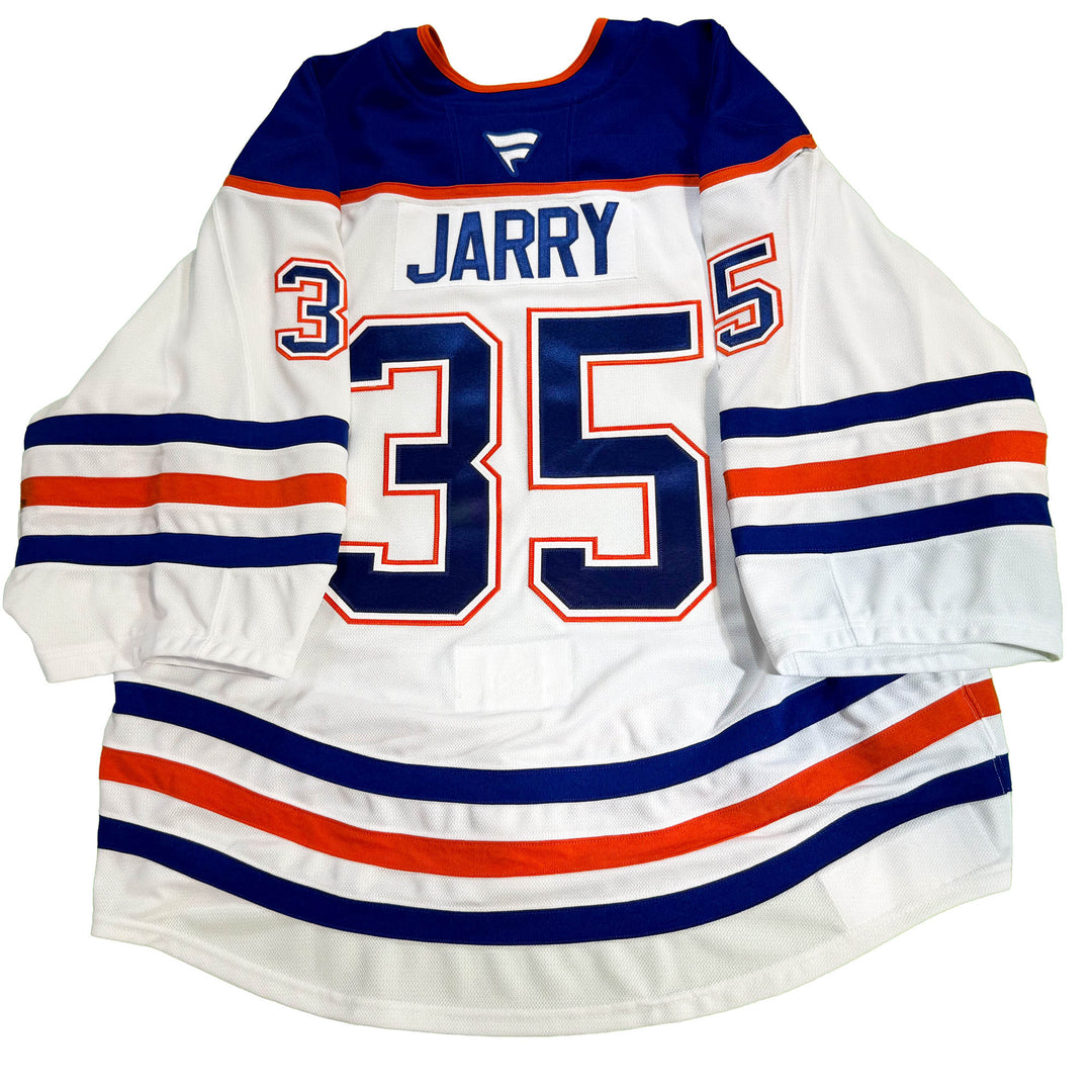 Tristan Jarry Edmonton Oilers Game Worn Jersey - 2025-26 Playoffs White Set #1C - D00640