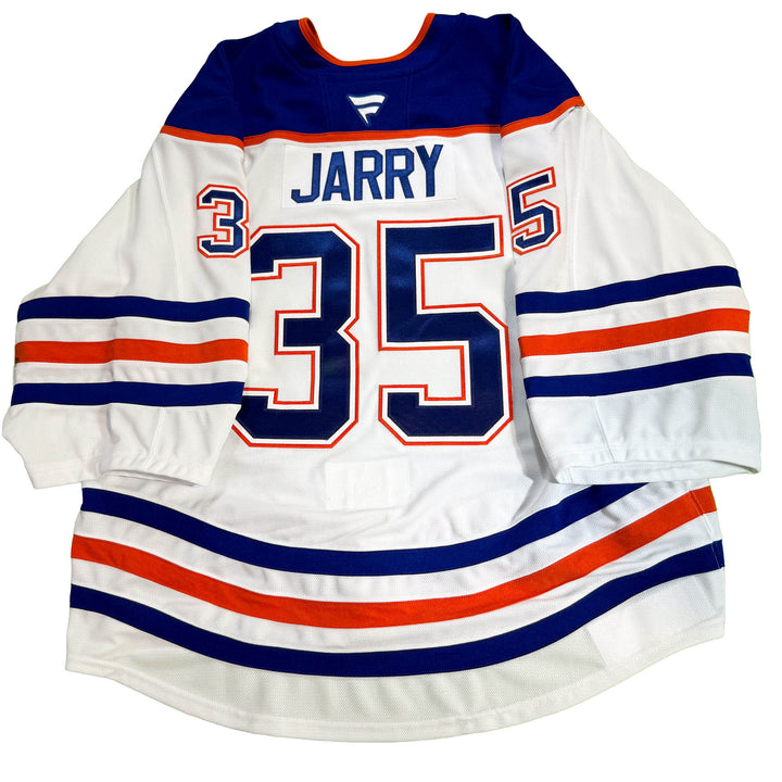 Tristan Jarry Edmonton Oilers Game Worn Jersey - 2025-26 Playoffs White Set #1C - D00640