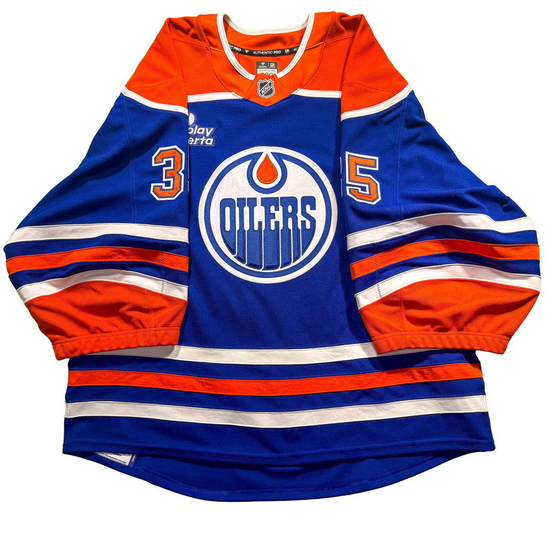 Tristan Jarry Edmonton Oilers Game Worn Jersey - 2025-26 Royal Blue Set #2A - D00395