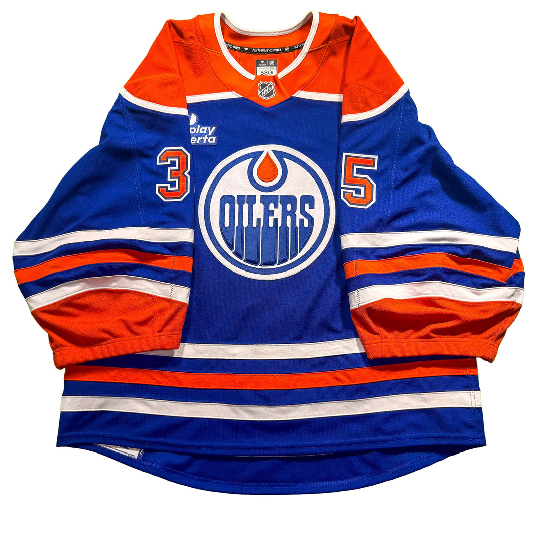 Tristan Jarry Edmonton Oilers Game Worn Jersey - 2025-26 Royal Blue Set #2B - D00393