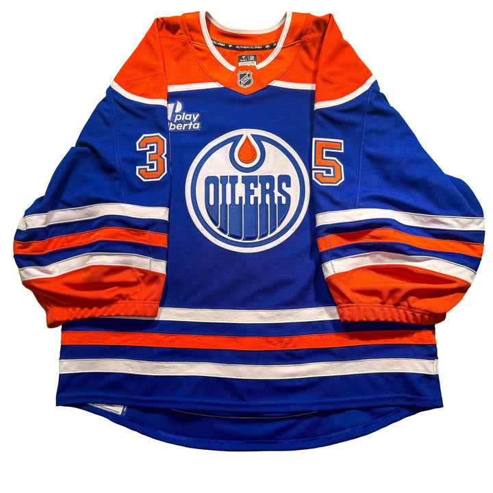 Tristan Jarry Edmonton Oilers Game Worn Jersey - 2025-26 Royal Blue Set #2C - D00394