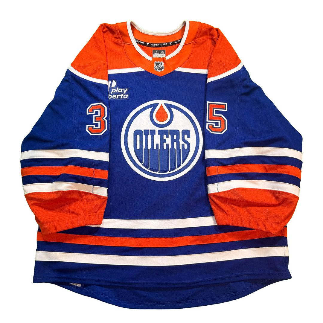 Tristan Jarry Edmonton Oilers Game Worn Jersey - 2025-26 Royal Blue Set #3B - D00512