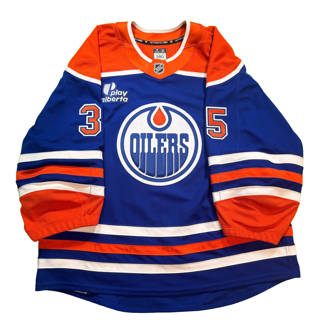 Tristan Jarry Edmonton Oilers Game Worn Jersey - 2025-26 Royal Blue Set #3C - D00513