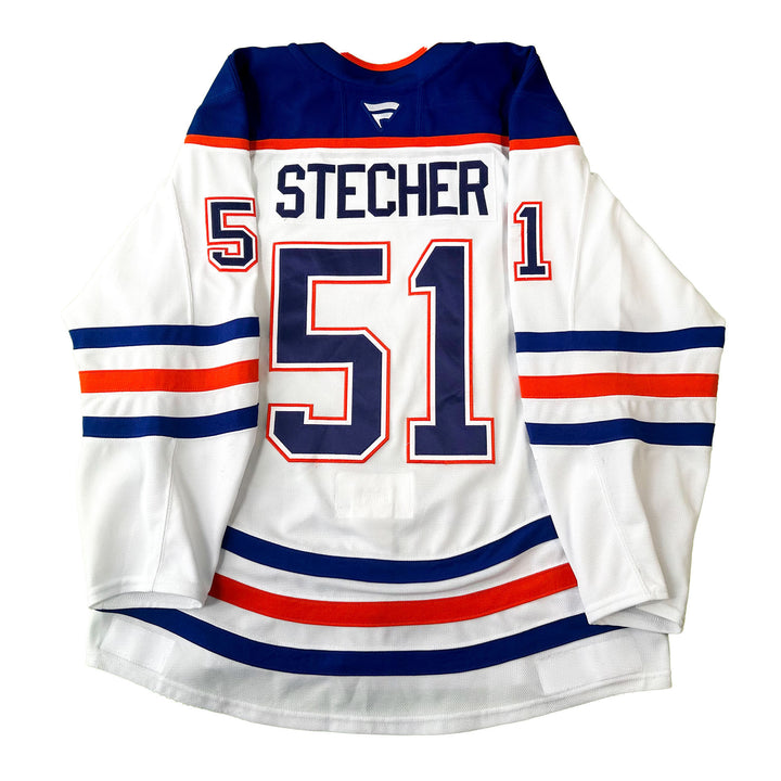 Troy Stecher Edmonton Oilers Game Worn Jersey - 2024-25 White Set #2 - C00316