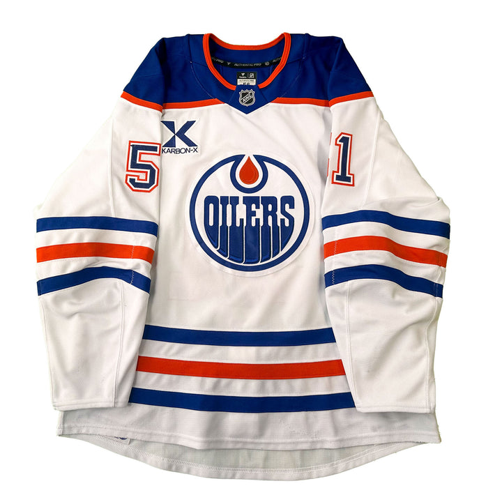 Troy Stecher Edmonton Oilers Game Worn Jersey - 2024-25 White Set #2 - C00316