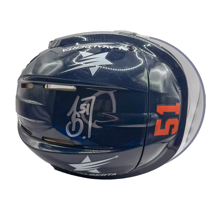 Troy Stecher Edmonton Oilers Signed Game Worn 2023-24 Bauer Navy Helmet #23027