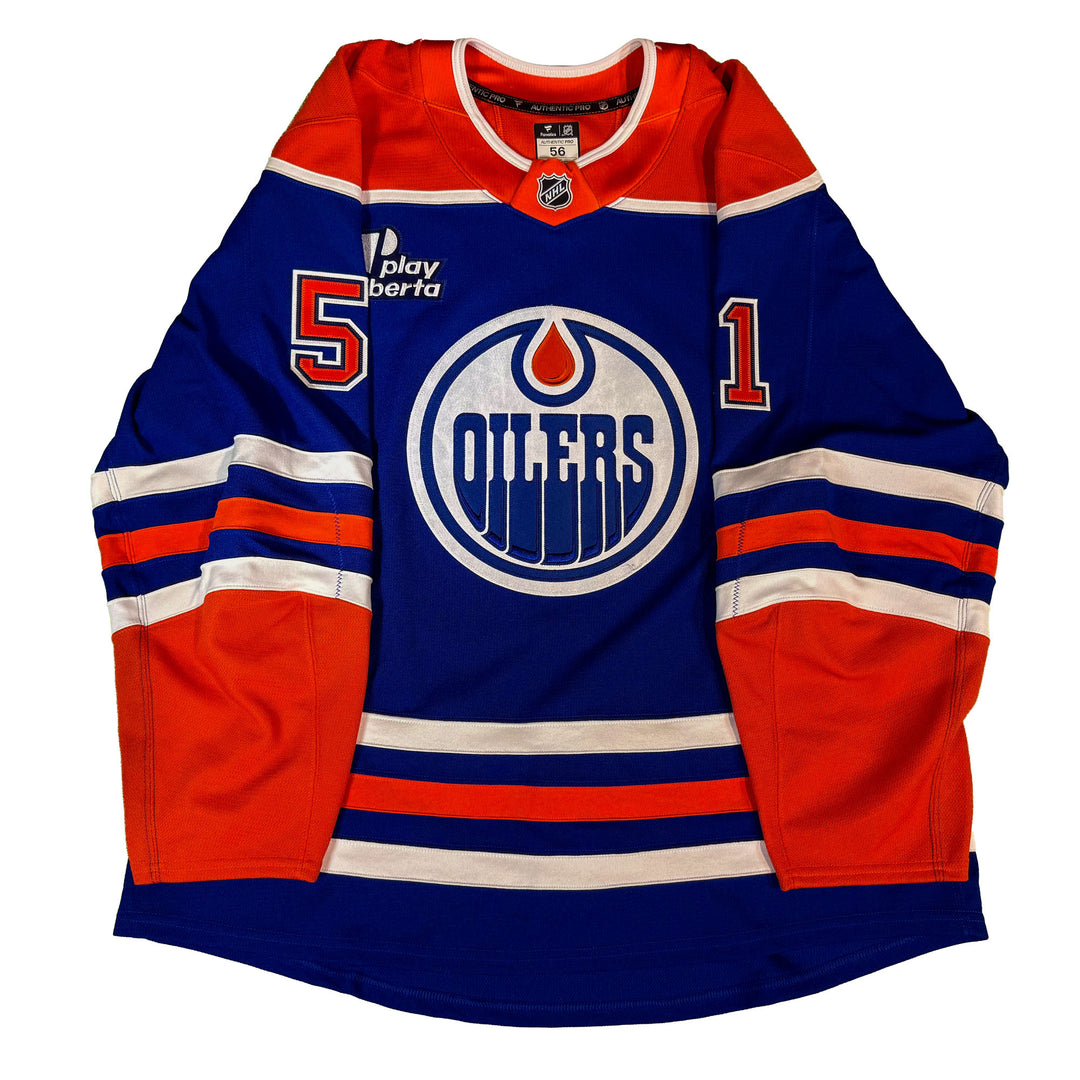 Troy Stecher Edmonton Oilers Game Worn Jersey - 2025-26 Royal Blue Set #1 - D00144
