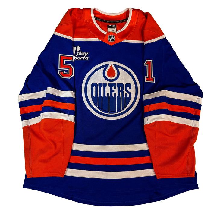 Troy Stecher Edmonton Oilers Game Worn Jersey - 2025-26 Royal Blue Set #1 - D00144