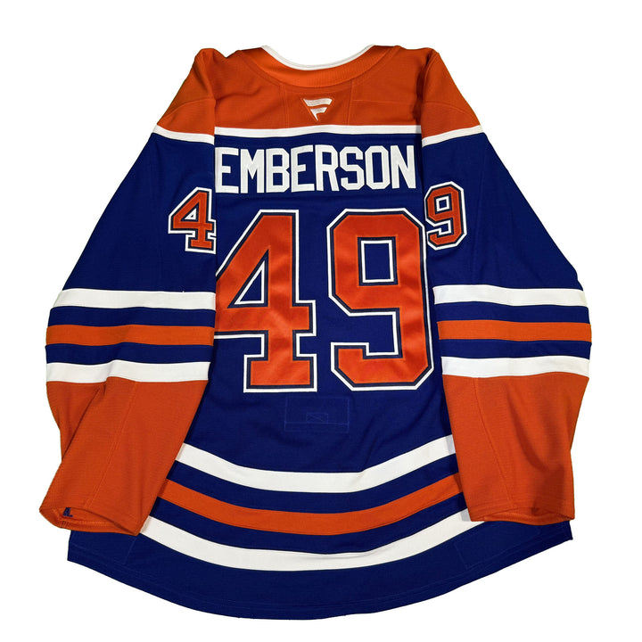 Ty Emberson Edmonton Oilers Game Worn Jersey - 2024-25 Playoffs Royal Blue Set #1 - C00407