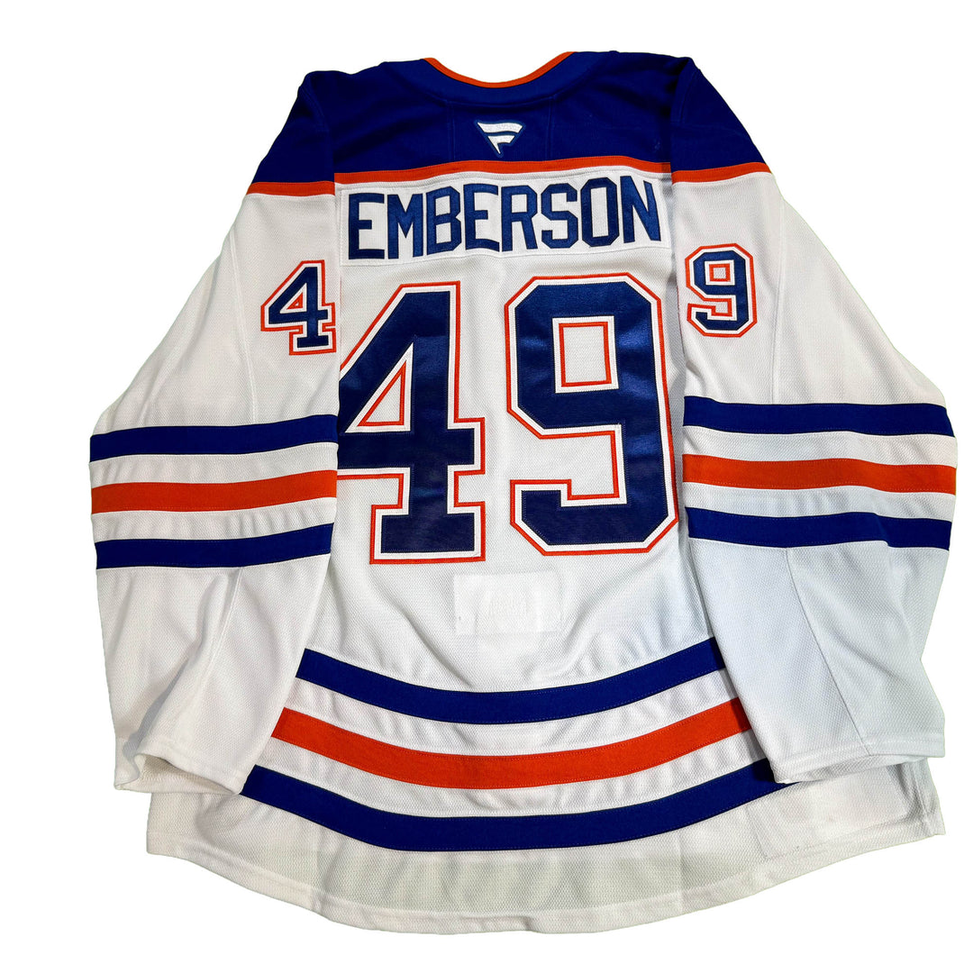 Ty Emberson Edmonton Oilers Game Worn Jersey - 2025-26 Playoffs White Set #1 - D00644