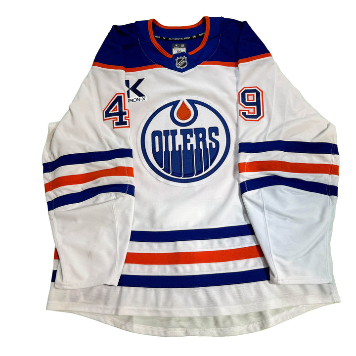 Ty Emberson Edmonton Oilers Game Worn Jersey - 2025-26 Playoffs White Set #1 - D00644
